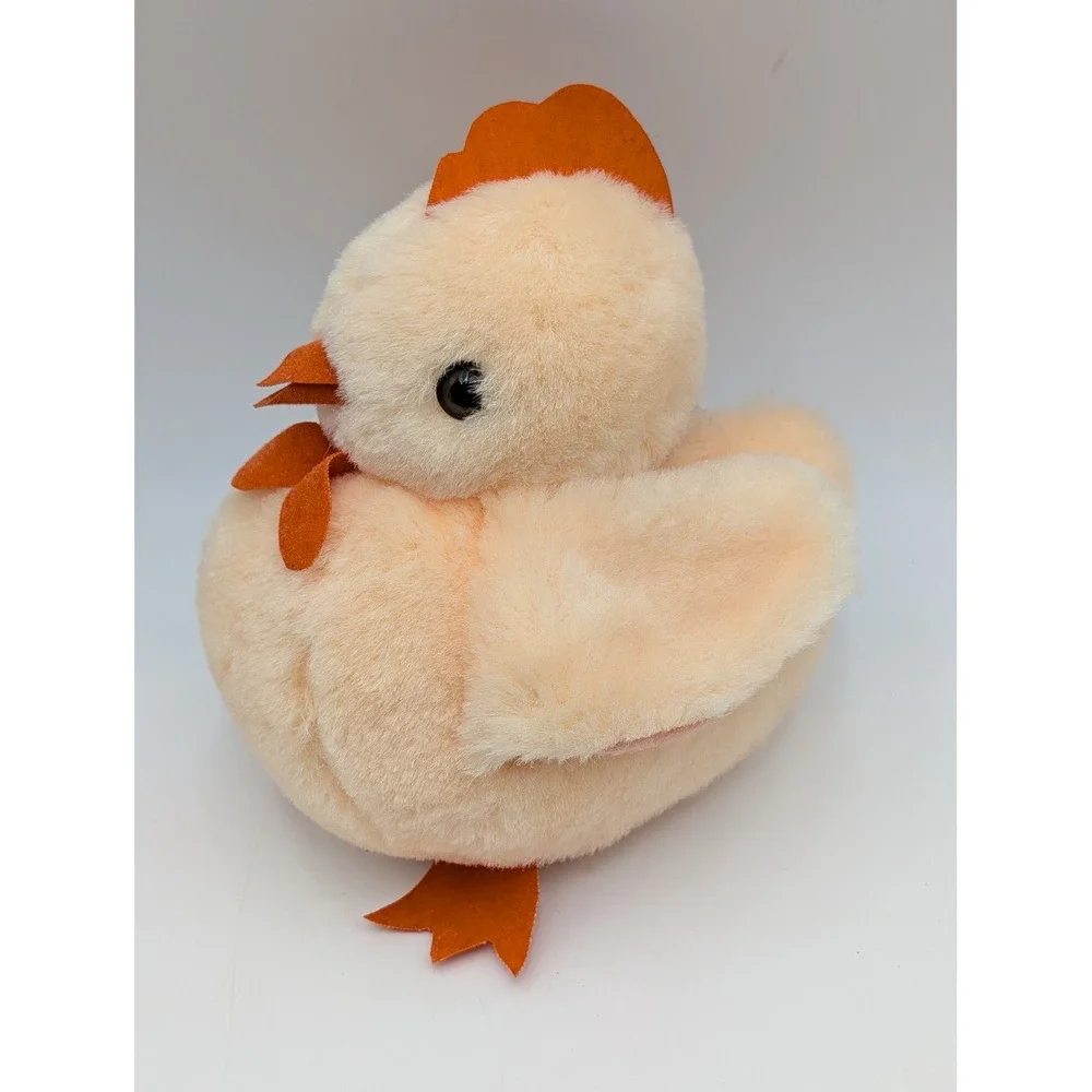 Omi Plusch Plush Chicken Chick Peach‎ Orange Round Chonky Bird Felt Accents